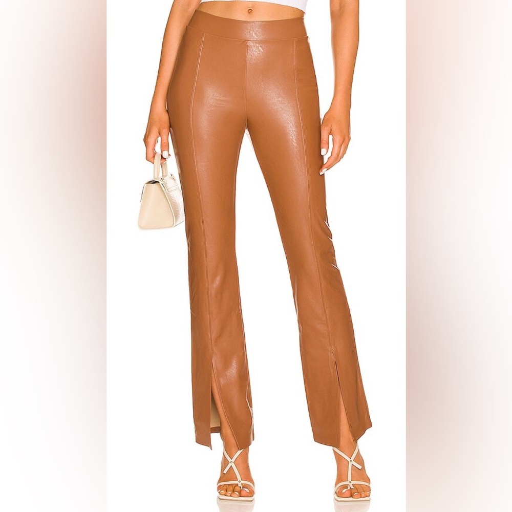 FAUX LEATHER SPLIT FRONT PANT